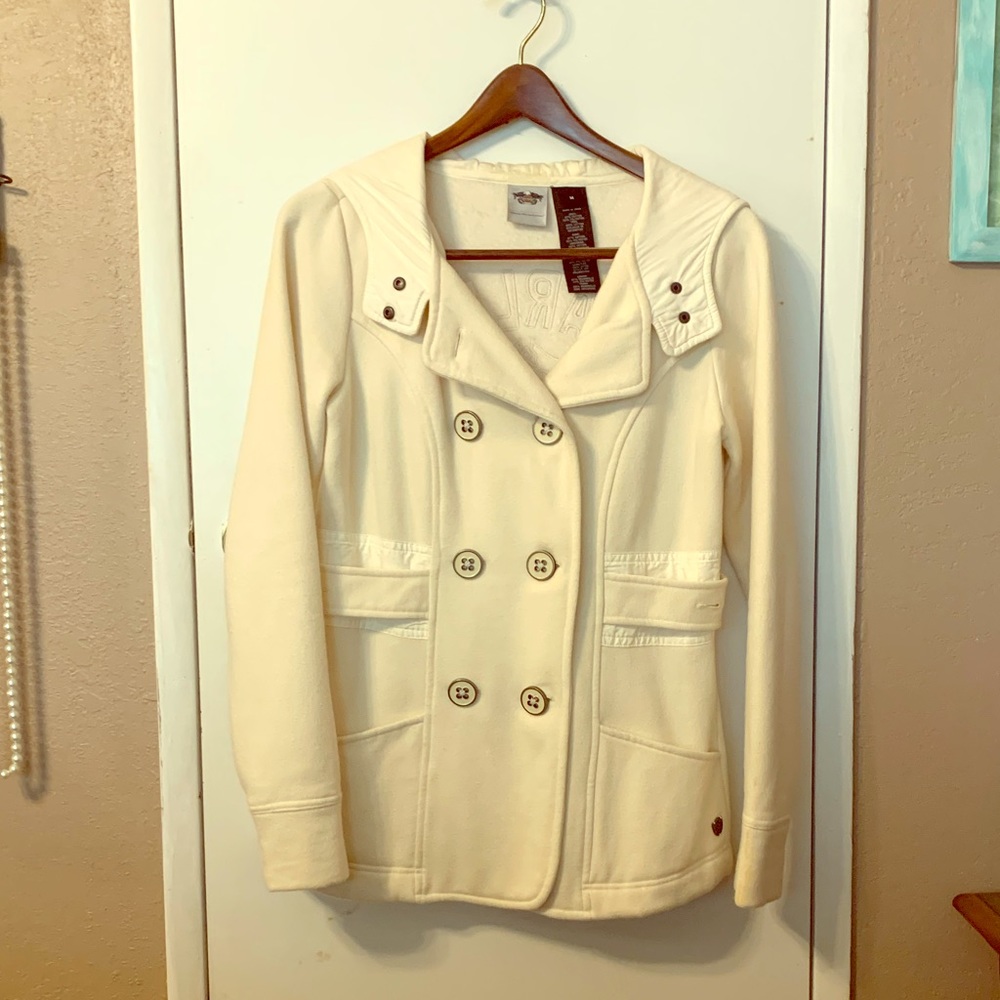 Harley Davidson Cream fleece Pea Coat